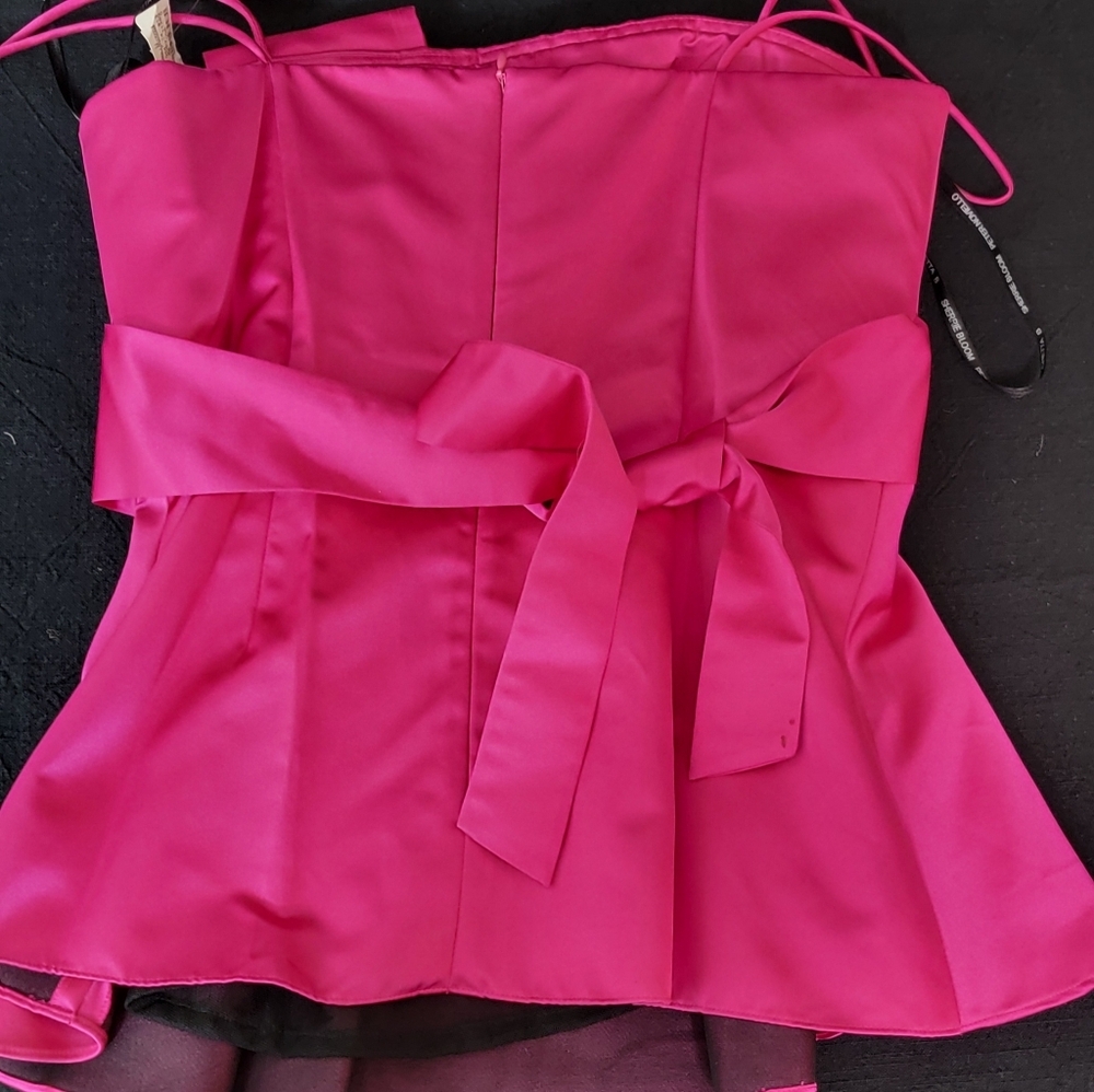 New Women's Evening Hot Pink Silk Statement Piece Top Sz 6 Org $340 Chetta B - Picture 3 of 13